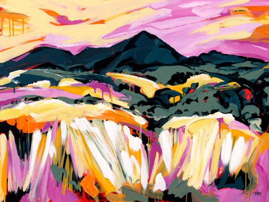 Colourful original Australian Landscape painting by Monto artist Helen Hutton from Helen May Artist studio.