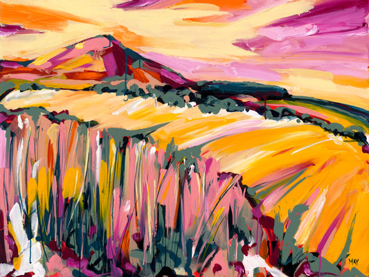 Colourful original Australian Landscape painting by Monto artist Helen Hutton from Helen May Artist studio.