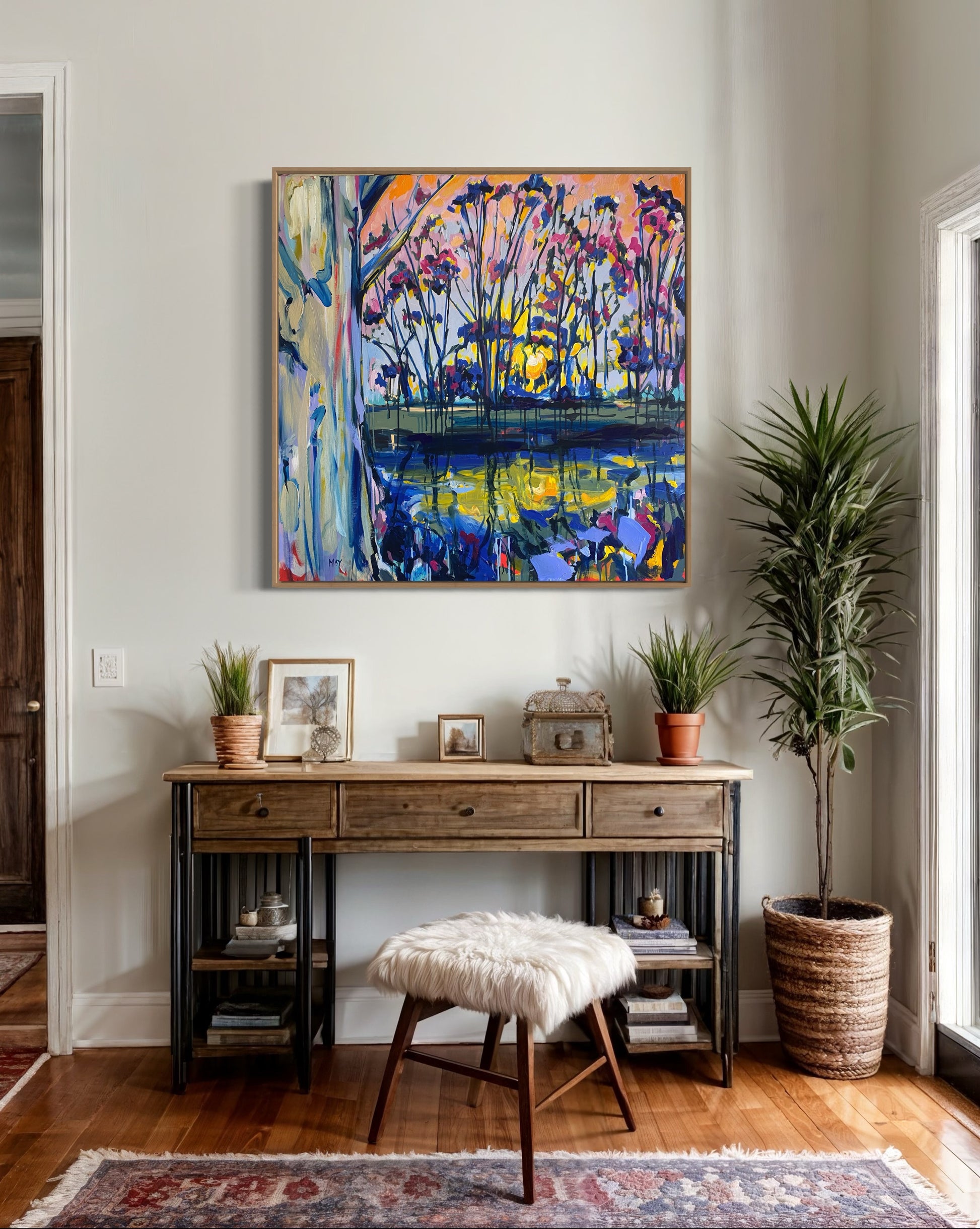 Original landscape painting of a billabong by Australian artist Helen Hutton