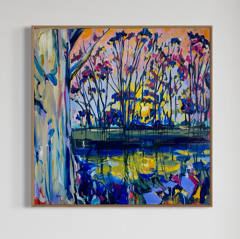 Original landscape painting of a billabong by Australian artist Helen Hutton