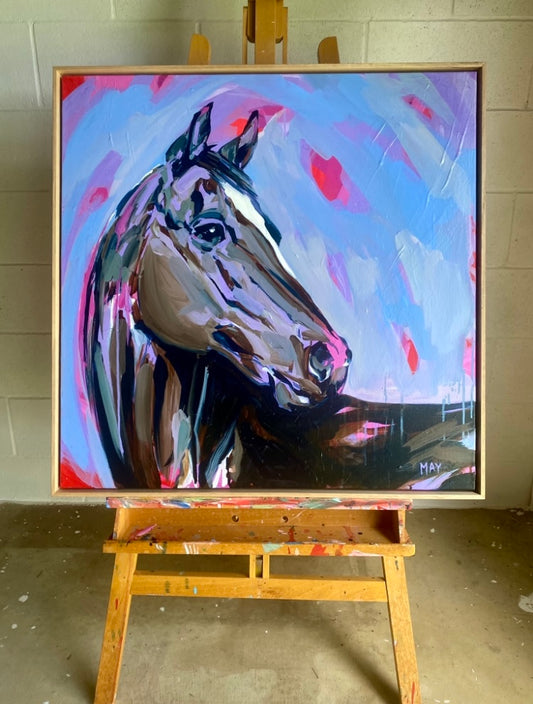 Bay Horse in Lilac | Original Australian Horse Painting