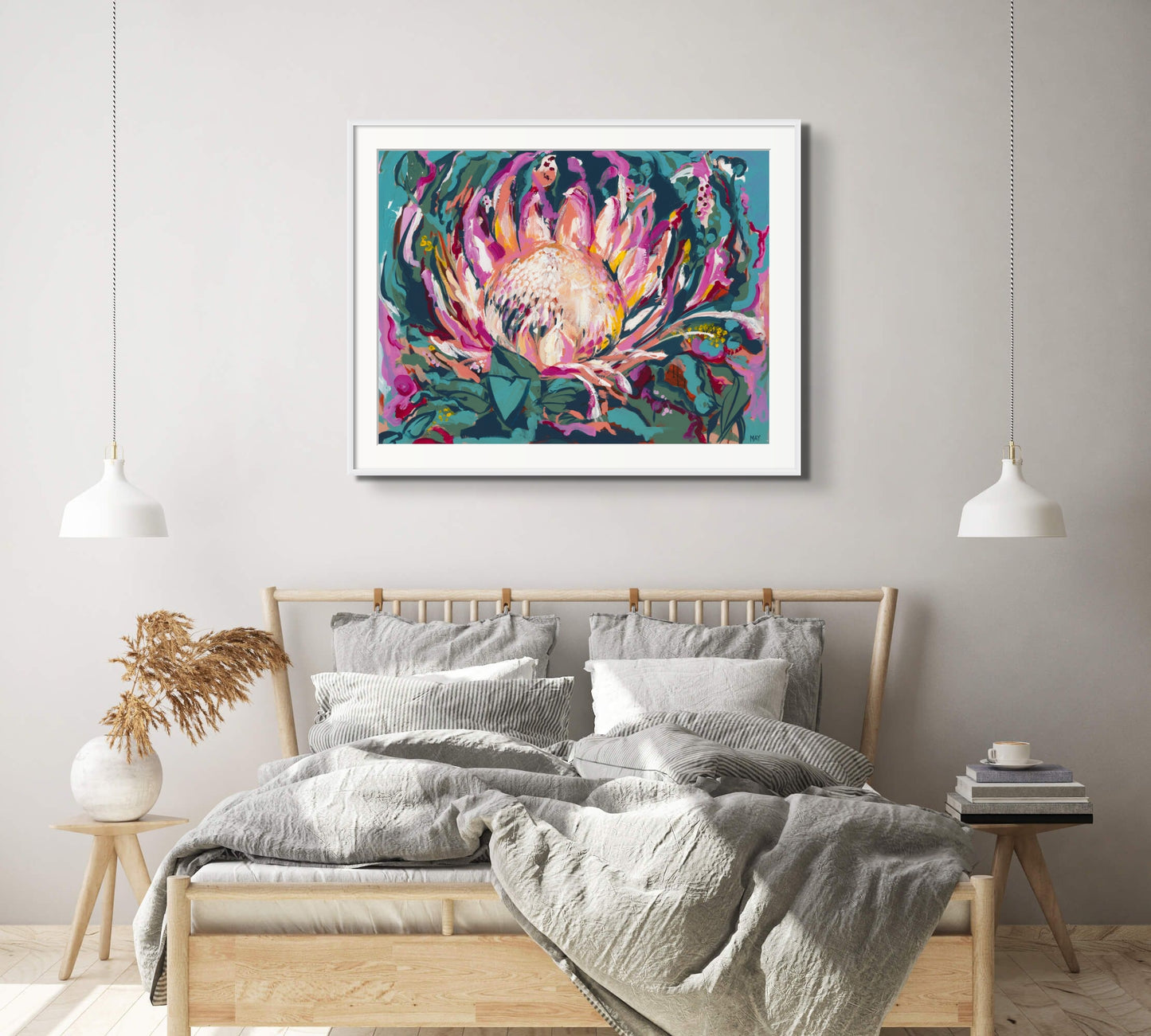 King Protea Fine Art Reproduction of Floral Painting by Helen May Artist