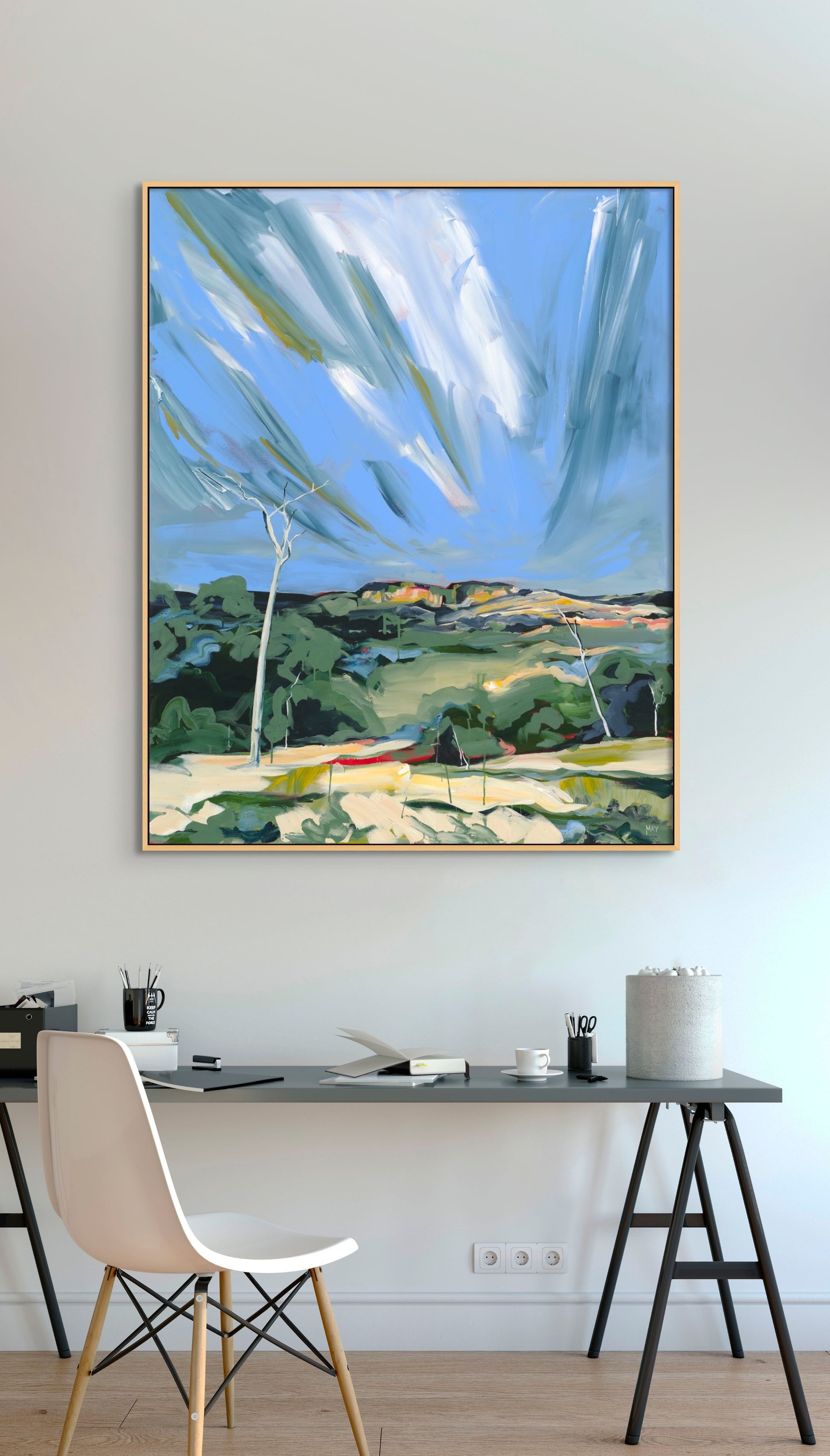 White Tree Still Standing Fine Art Reproduction Print of Landscape Painting at Cania Gorge National Park by Helen May Artist