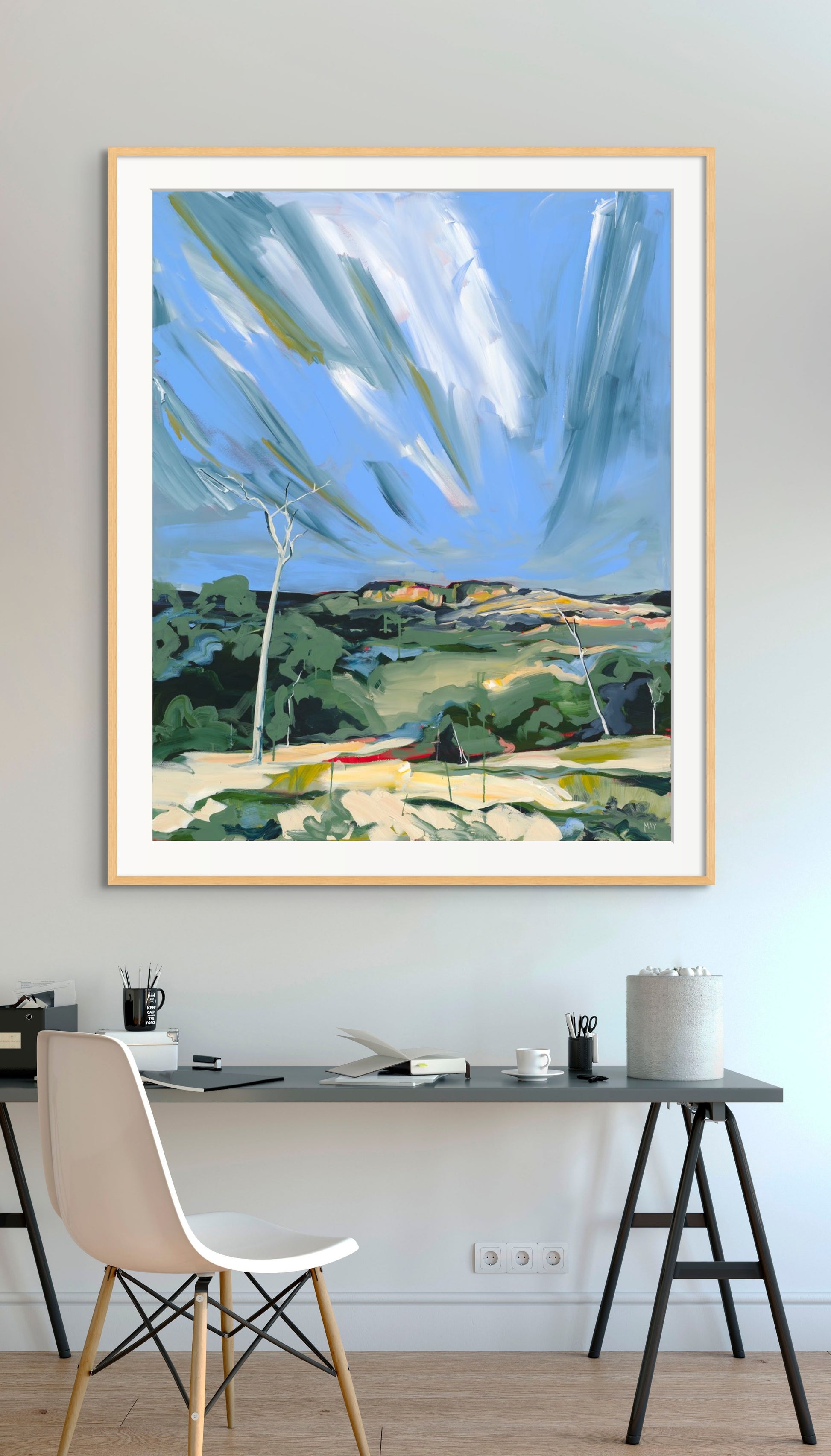 White Tree Still Standing Fine Art Reproduction Print of Landscape Painting at Cania Gorge National Park by Helen May Artist