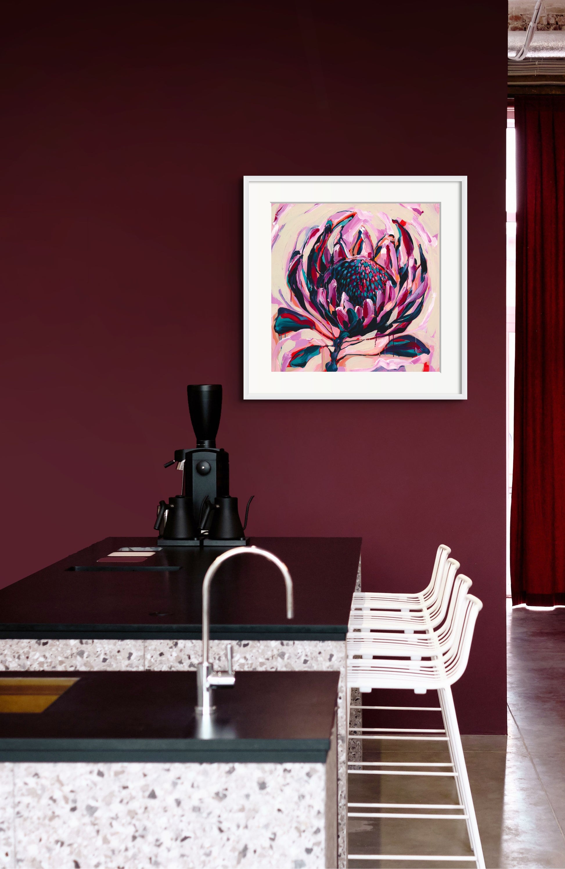 Balmoral Protea Fine Art Reproduction of Floral Painting by Helen May Artist