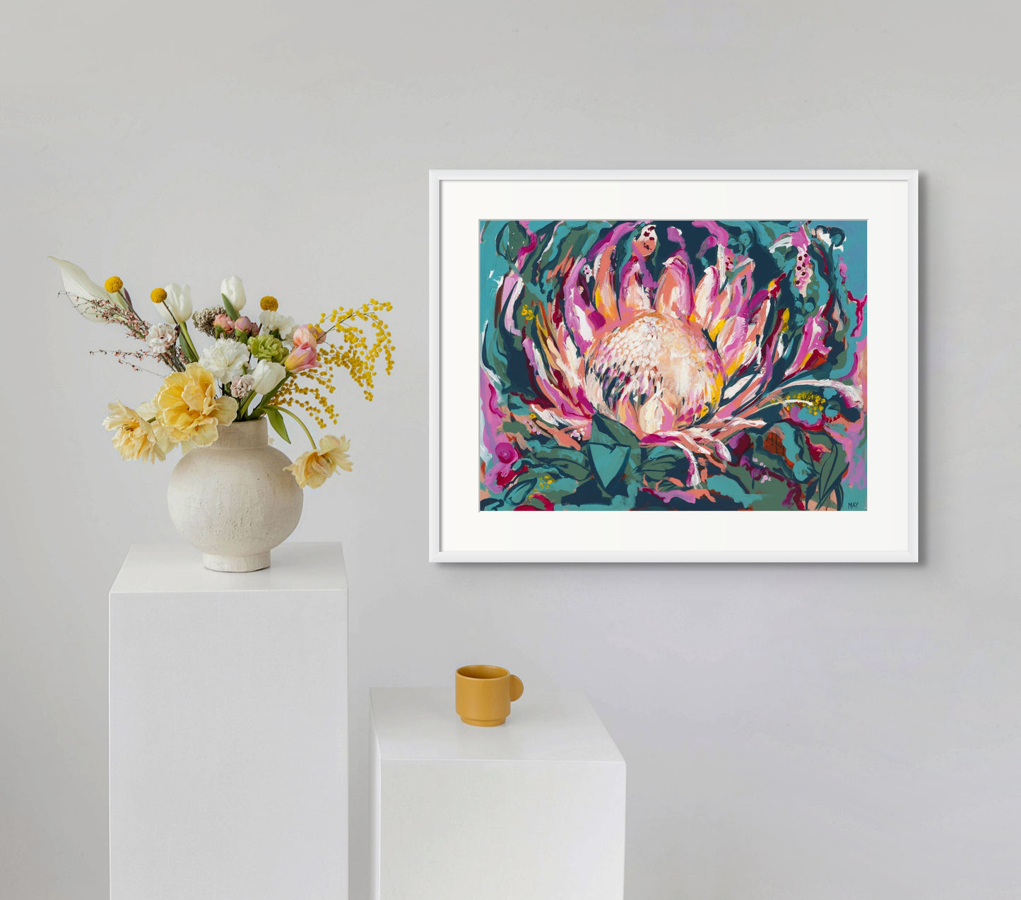 King Protea Fine Art Reproduction of Floral Painting by Helen May Artist