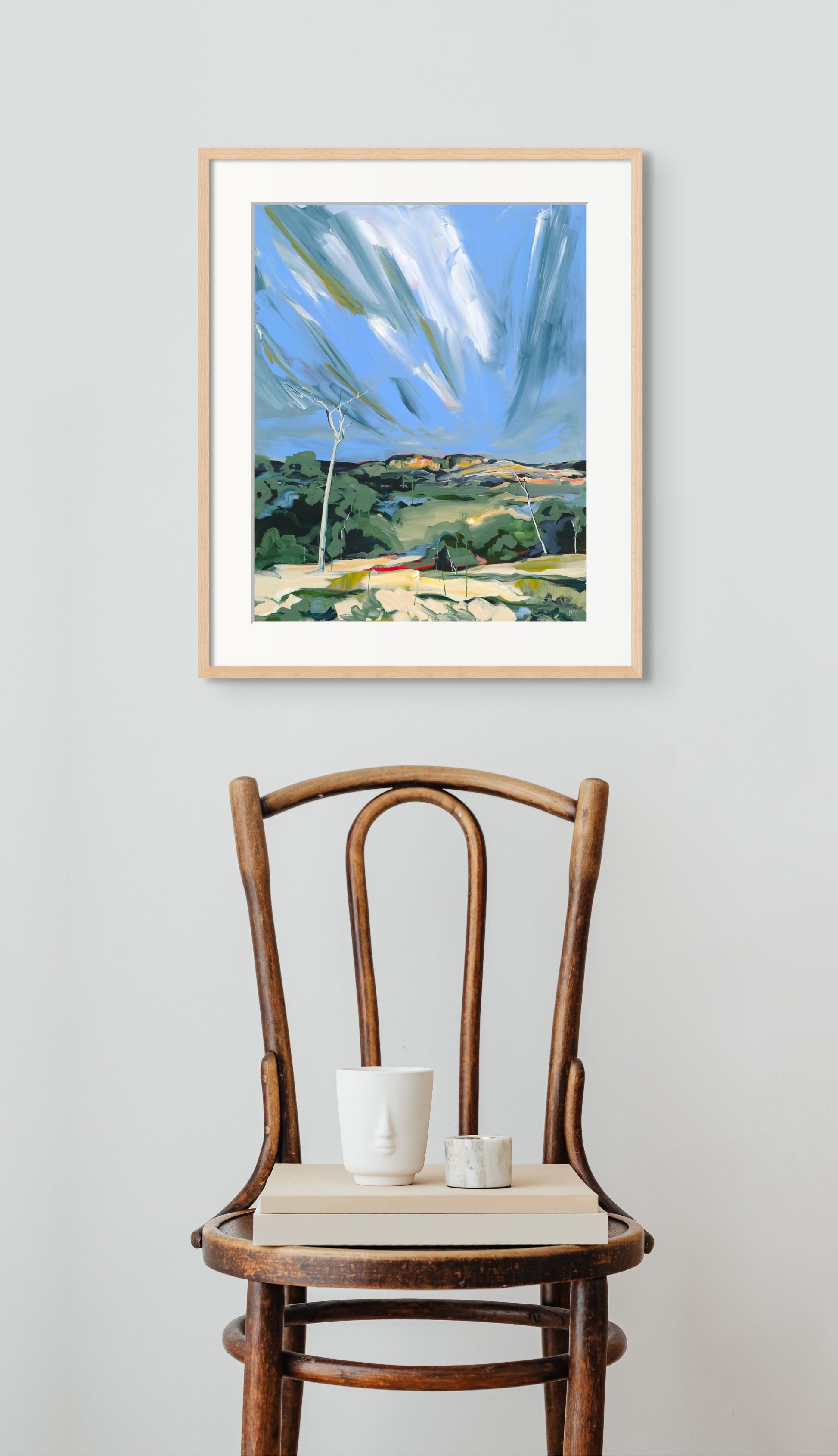 White Tree Still Standing Fine Art Reproduction Print of Landscape Painting at Cania Gorge National Park by Helen May Artist