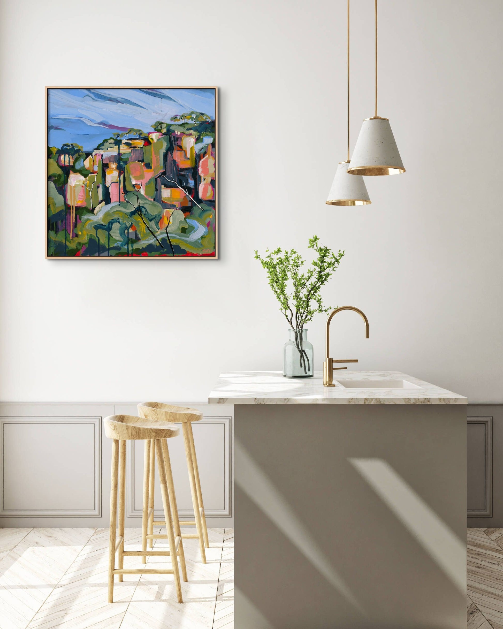 Cania Cliff 2 Fine Art Reproduction Print of Landscape Painting at Cania Gorge National Park by Helen May Artist