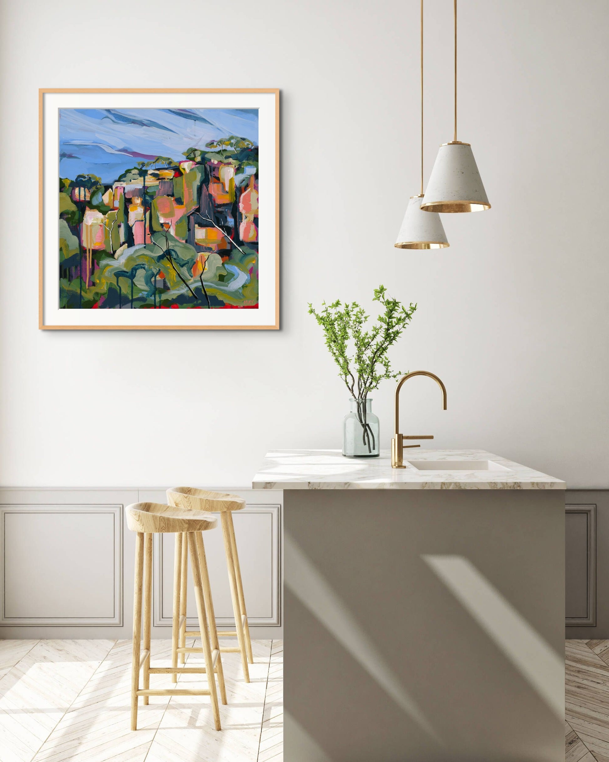 Cania Cliff 2 Fine Art Reproduction Print of Landscape Painting at Cania Gorge National Park by Helen May Artist