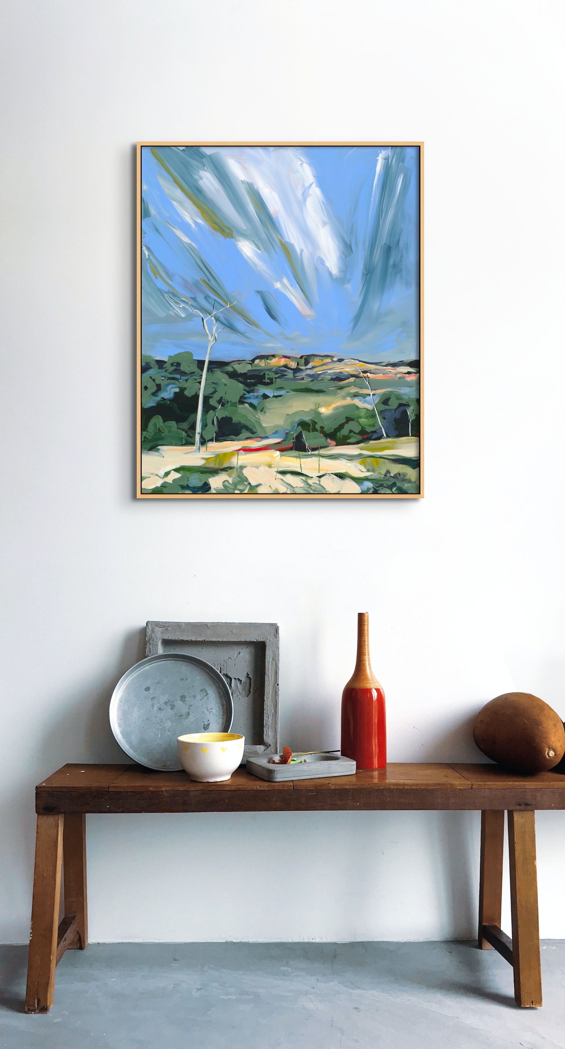 White Tree Still Standing Fine Art Reproduction Print of Landscape Painting at Cania Gorge National Park by Helen May Artist