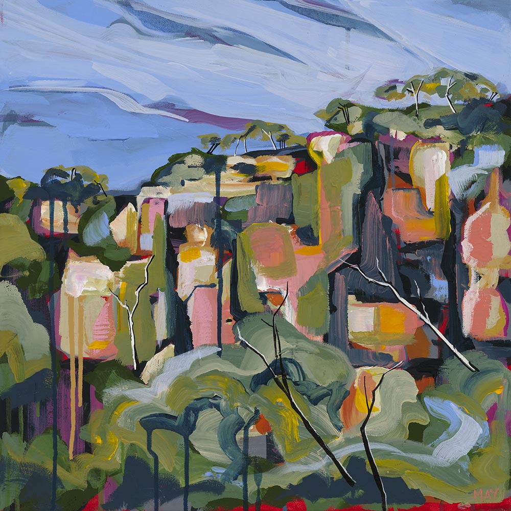 Cania Cliff 2 Fine Art Reproduction Print of Landscape Painting at Cania Gorge National Park by Helen May Artist