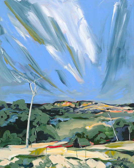 White Tree Still Standing Fine Art Reproduction Print of Landscape Painting at Cania Gorge National Park by Helen May Artist