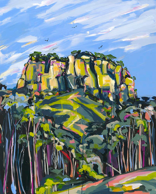 Eagle Cliff Fine Art Reproduction Print of Landscape Painting at Cania Gorge National Park by Helen May Artist