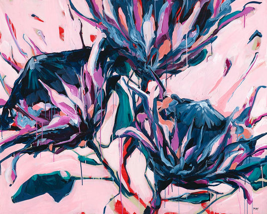 Ornamental Rhythm Original Acrylic Painting Floral Art by Helen May Artist