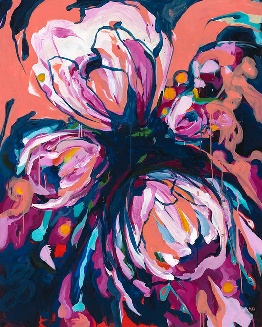 Tussie Mussie Original Acrylic Painting Floral Art by Helen May Artist