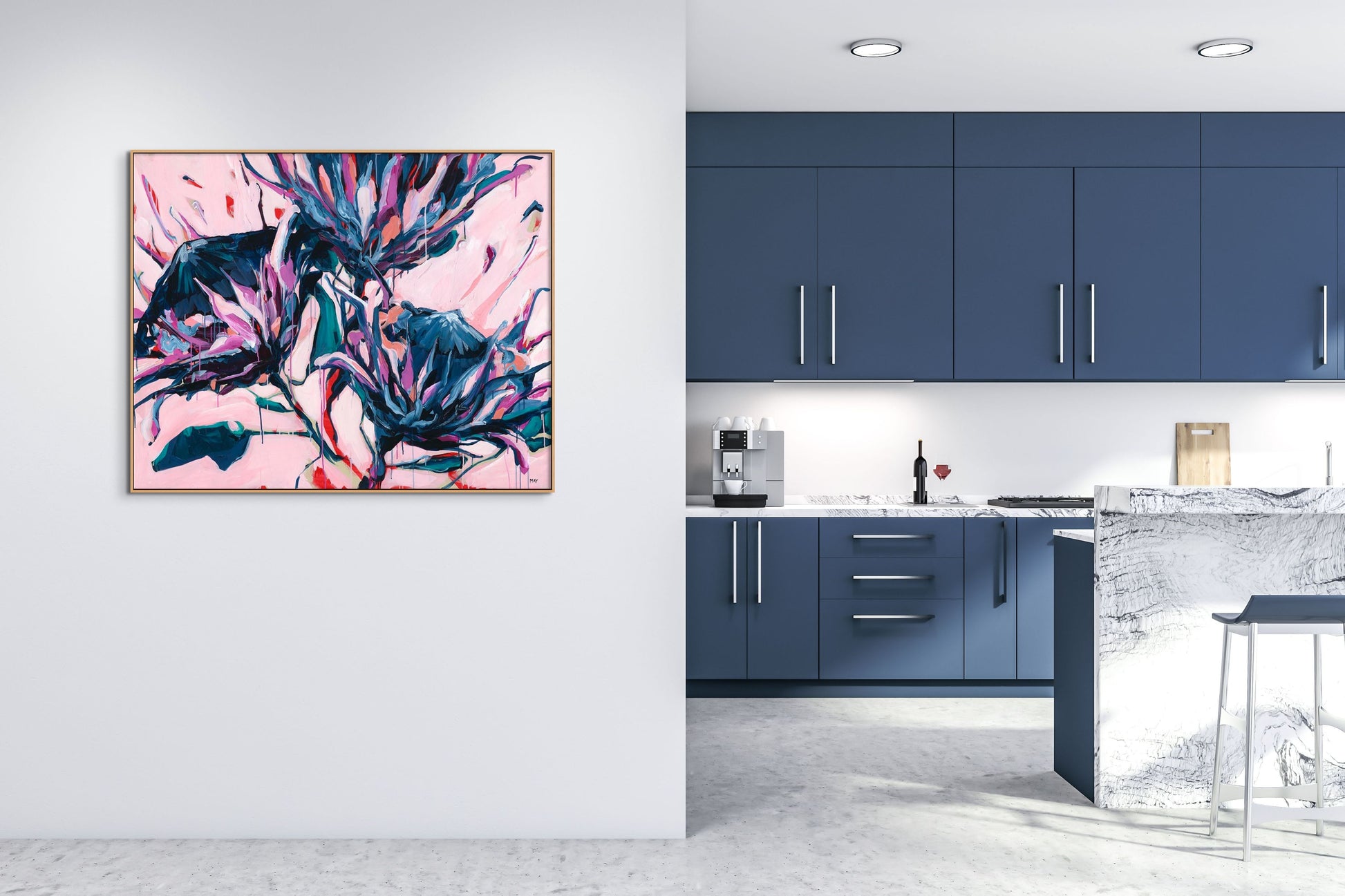 Ornamental Rhythm Original Acrylic Painting Floral Art by Helen May Artist