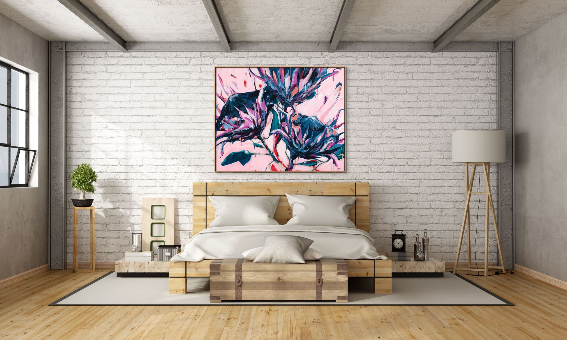 Ornamental Rhythm Original Acrylic Painting Floral Art by Helen May Artist