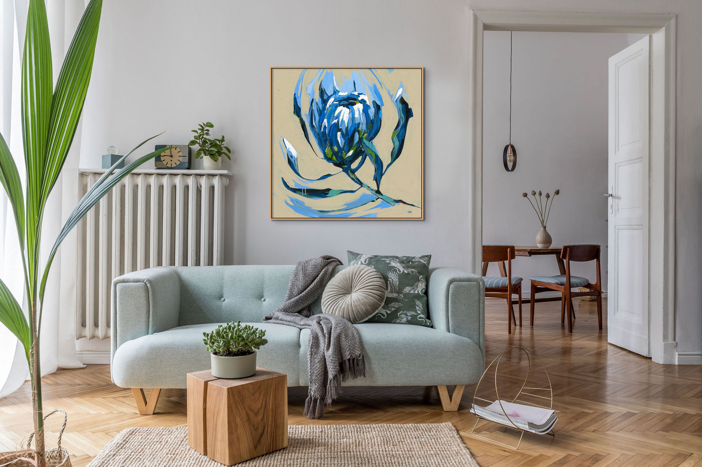 White Ice Original Acrylic Painting Floral Art by Helen May Artist