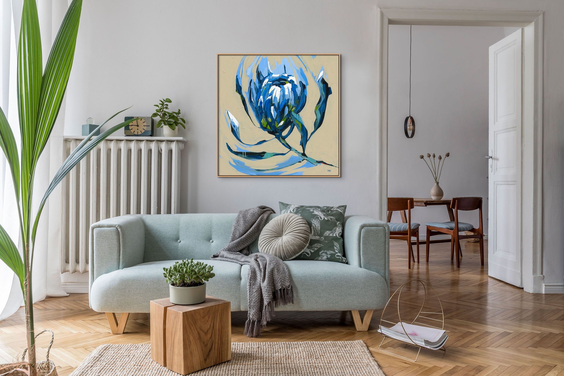 White Ice Original Acrylic Painting Floral Art by Helen May Artist