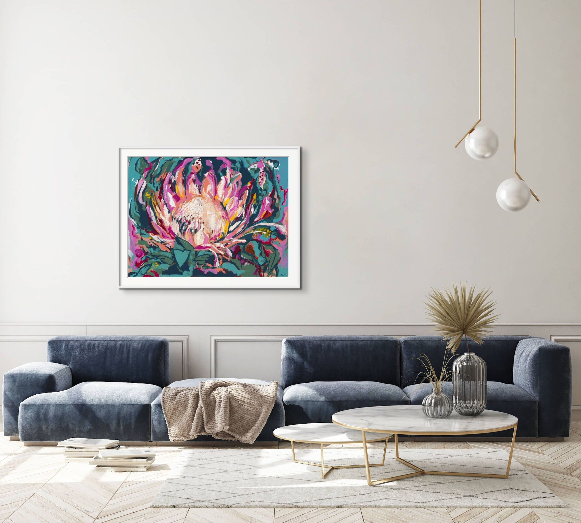 King Protea Fine Art Reproduction of Floral Painting by Helen May Artist