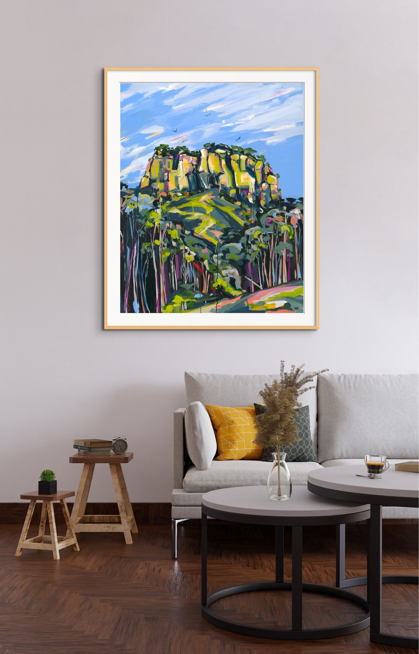 Eagle Cliff Fine Art Reproduction Print of Landscape Painting at Cania Gorge National Park by Helen May Artist