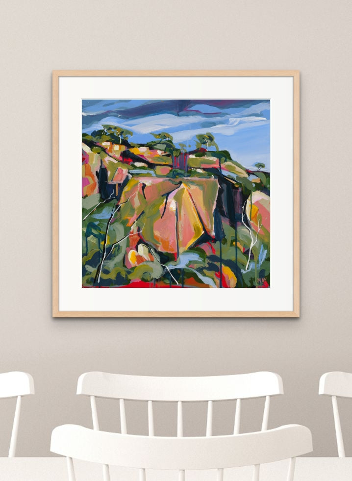 Cania Cliff 1 Fine Art Reproduction Print of Landscape Painting at Cania Gorge National Park by Helen May Artist