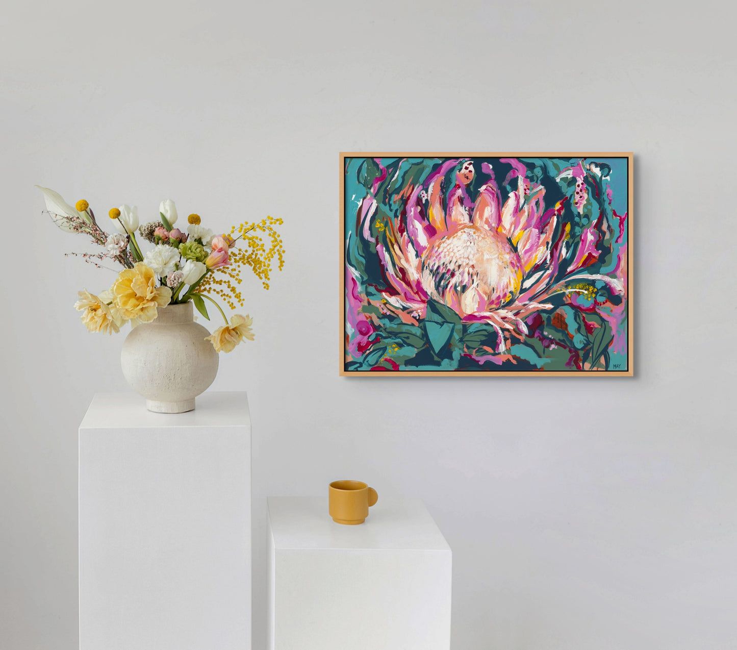 King Protea Fine Art Reproduction of Floral Painting by Helen May Artist