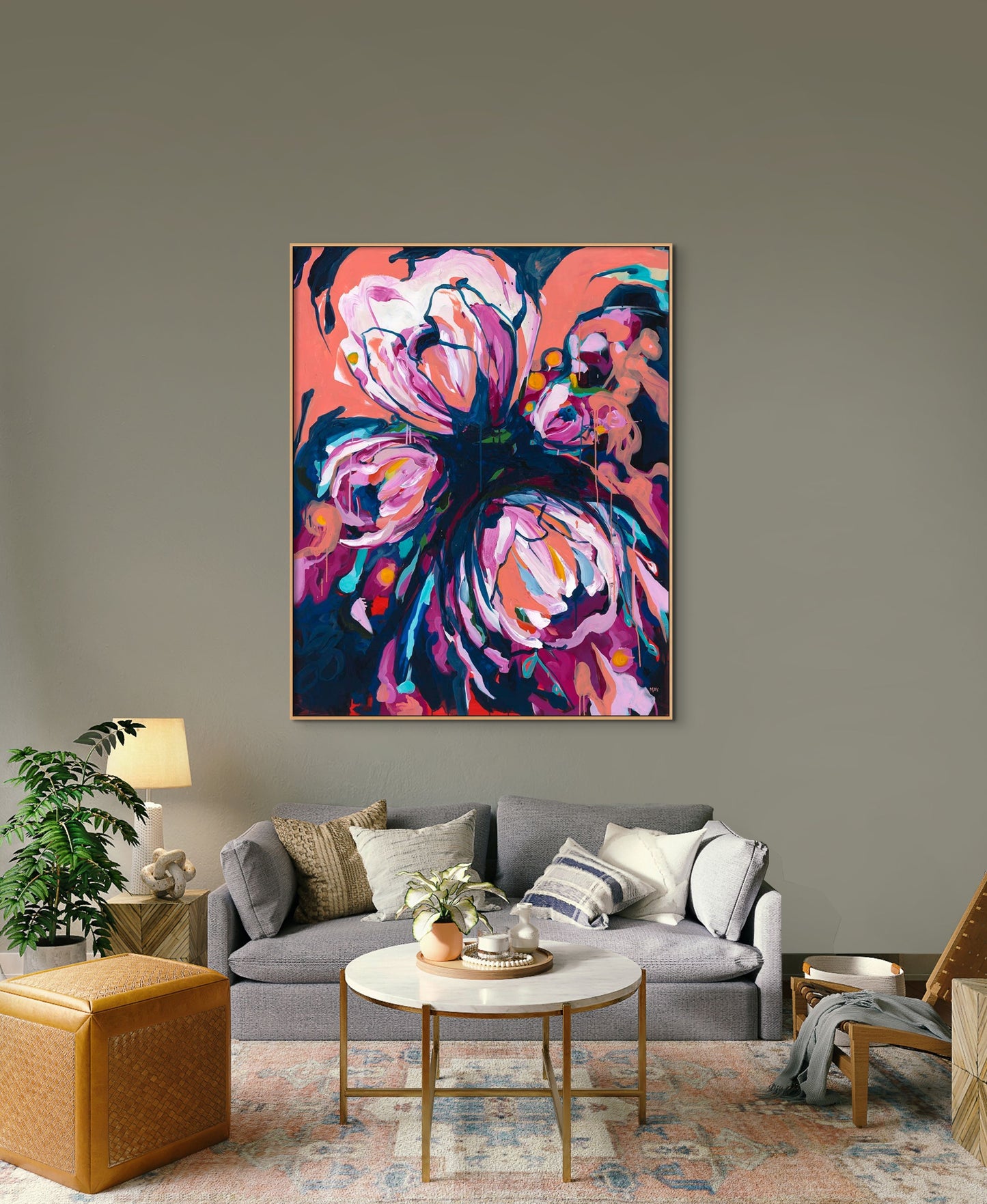 Tussie Mussie Original Acrylic Painting Floral Art by Helen May Artist