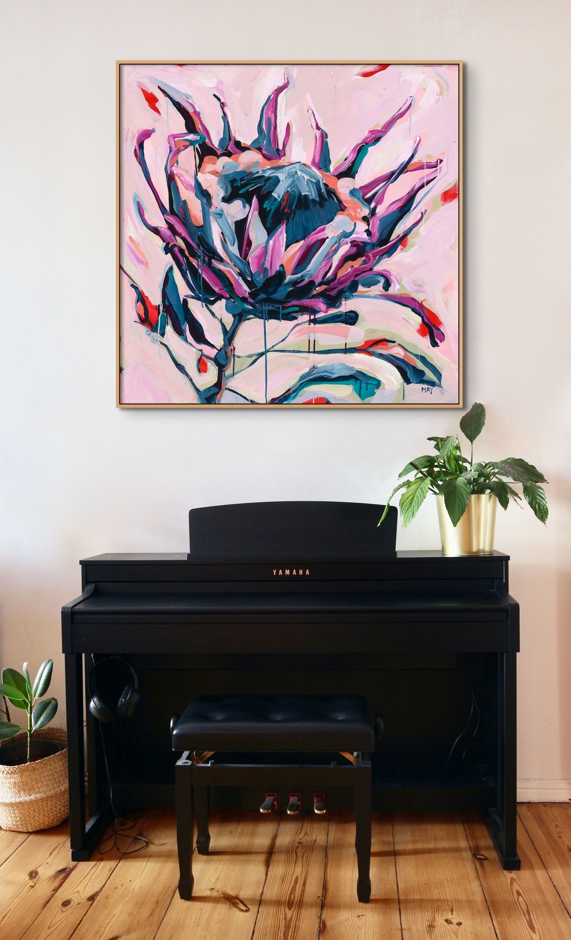 Vessel of Promise Original Acrylic Painting Floral Art by Helen May Artist