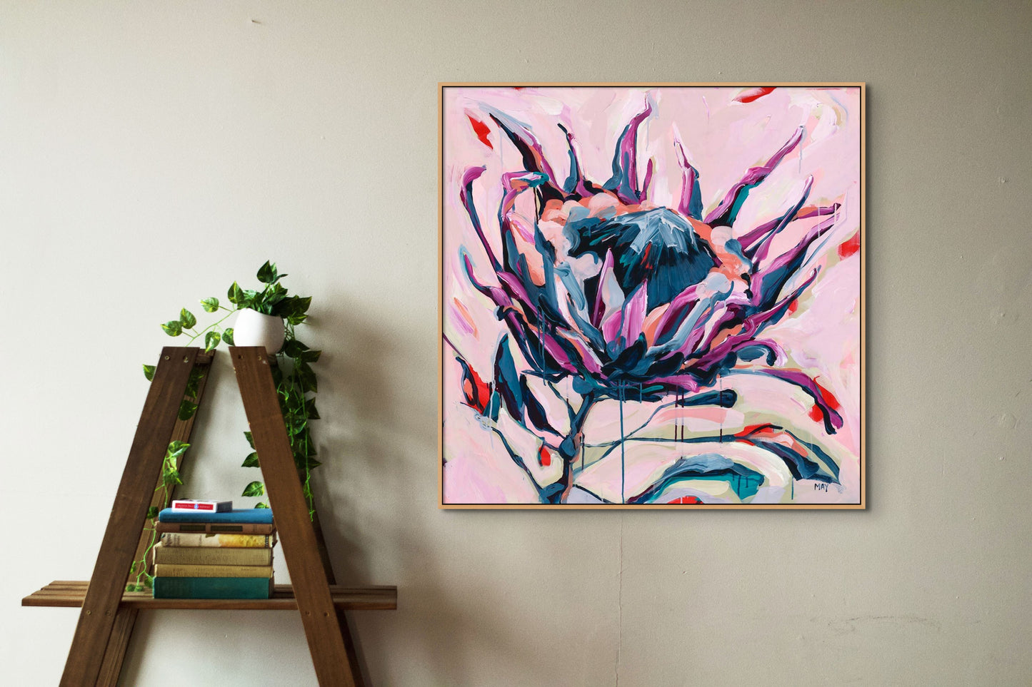 Vessel of Promise Original Acrylic Painting Floral Art by Helen May Artist